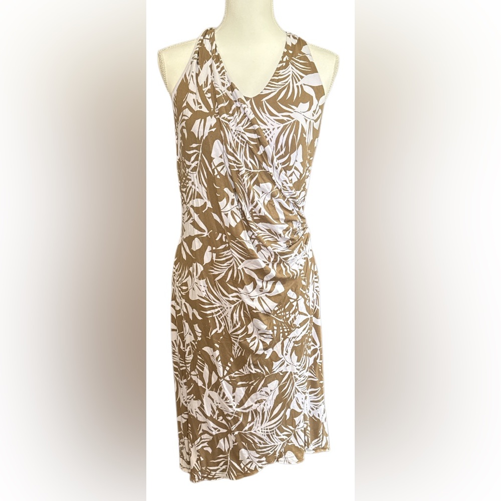 Tommy Bahama White and Tan Leaf Print Dress